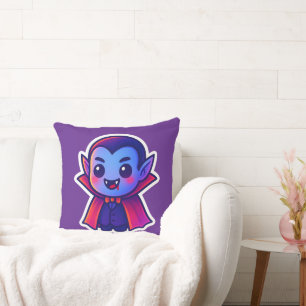 Niedlicher Cartoon Vampire mit Red Cape und Blue S Kissen
