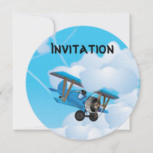 Niedlicher Cartoon von BiPlane Einladung