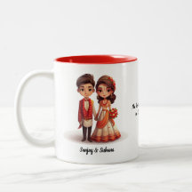 Niedlicher Cartoon von Desi Bride & Groom Indian W