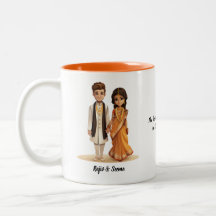 Niedlicher Cartoon von Desi Bride & Groom Indian W