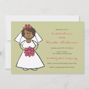 Niedlicher Cartoon Wedding Bride Daisies Brautpart Einladung