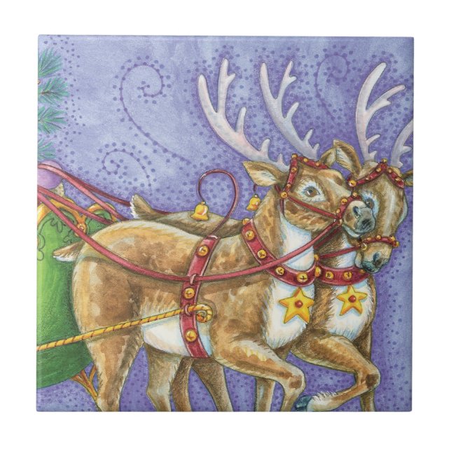 Niedlicher Cartoon Weihnachten Fliese (Vorderseite)