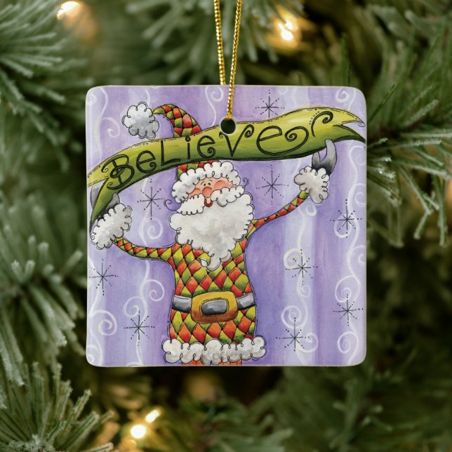 Niedlicher Cartoon Weihnachten, glaube ich an den  Keramikornament (Baum)