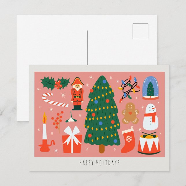 Niedlicher Cartoon Weihnachten Postkarte (Vorne/Hinten)