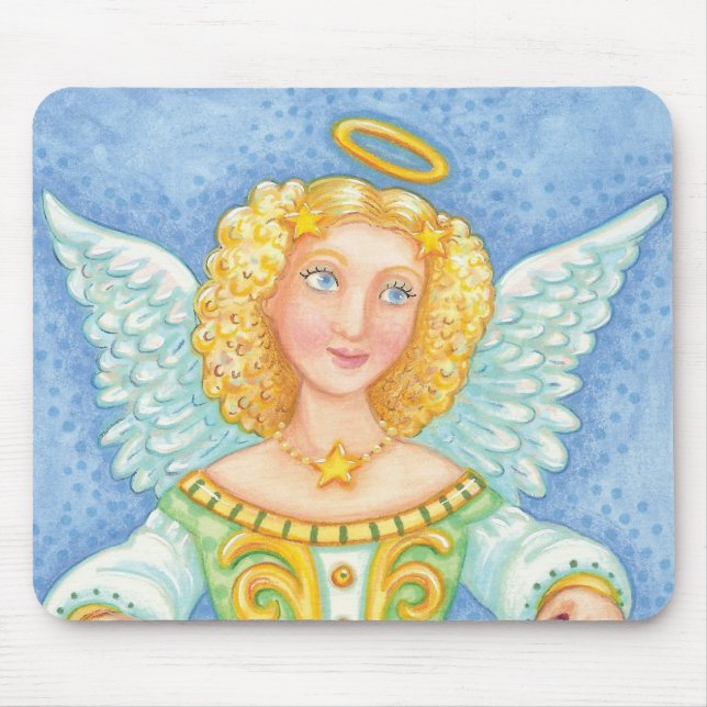 Niedlicher Cartoon Weihnachts Angel Halo mit Joy B Mousepad (Vorne)
