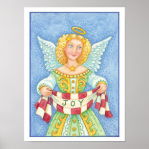 Niedlicher Cartoon Weihnachts Angel Halo mit Joy B Poster