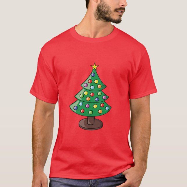 Niedlicher Cartoon Weihnachtsbaum T-Shirt (Vorderseite)