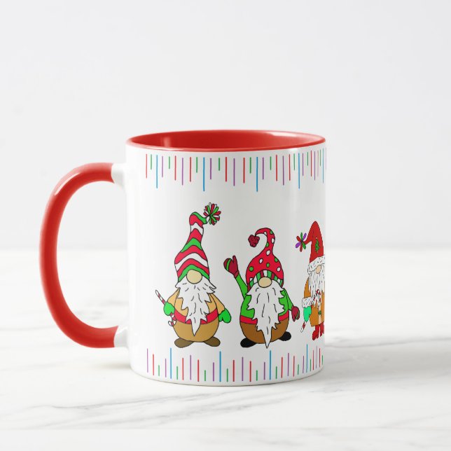Niedlicher Cartoon Weihnachtsgnomen Tasse (Links)