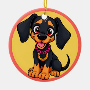 Niedlicher Cartoon-Welpe Keramik Ornament