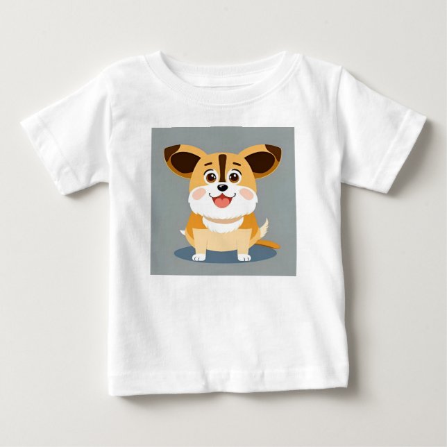 Niedlicher Cartoon Welpe mit adäquaten Ausdrücken Baby T-shirt (Vorderseite)