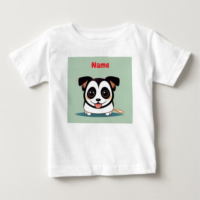Niedlicher Cartoon Welpe mit adäquaten Ausdrücken Baby T-shirt (Vorderseite)
