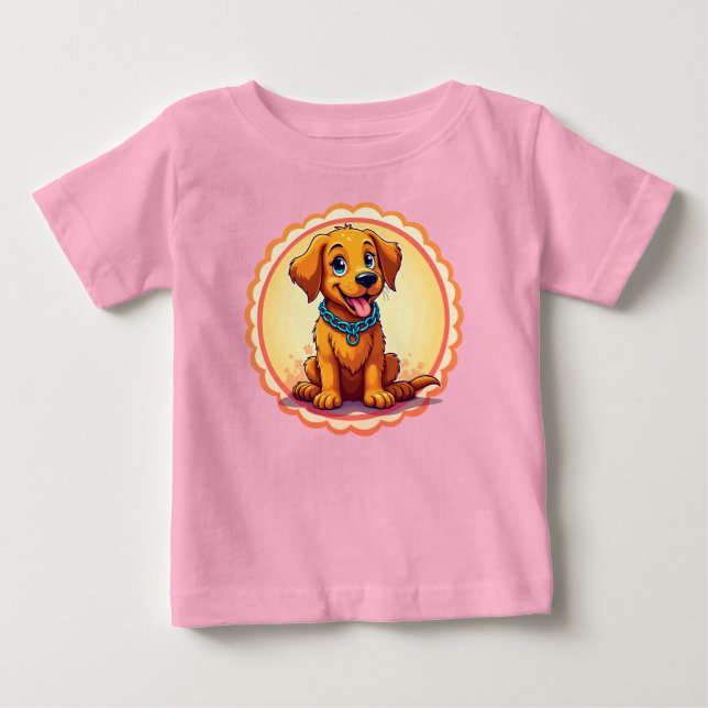 Niedlicher Cartoon-Welpe mit blauem Collar Baby T-shirt (Vorderseite)