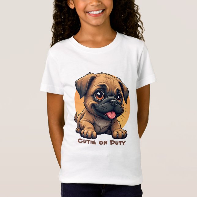 Niedlicher Cartoon Welpe T - Shirt (Vorderseite)
