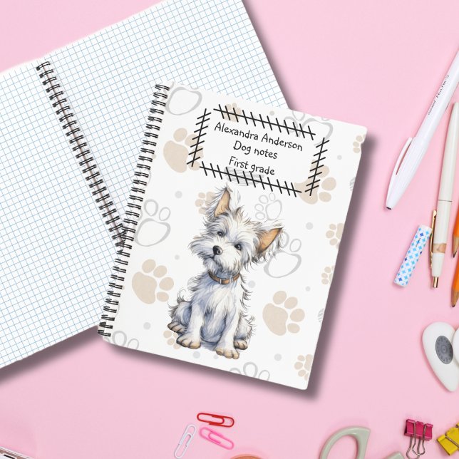 Niedlicher Cartoon Westi Puppy auf Paws drucken Notizbuch (Von Creator hochgeladen)