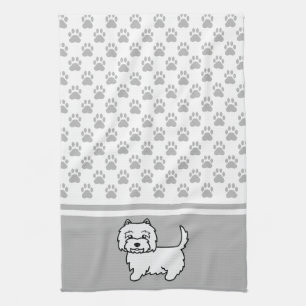 Niedlicher Cartoon Westig Hund mit grauem Muster Handtuch