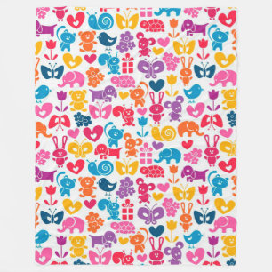 Niedlicher Cartoon Wildlife Print Fleecedecke