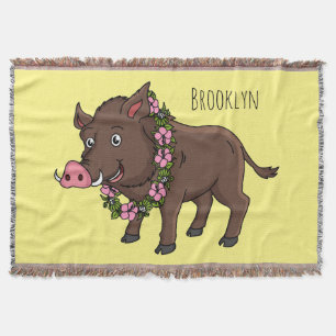 Niedlicher Cartoon Wildschweine und Blume Decke