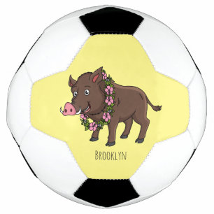 Niedlicher Cartoon Wildschweine und Blume Fußball