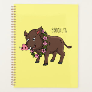 Niedlicher Cartoon Wildschweine und Blume Planer