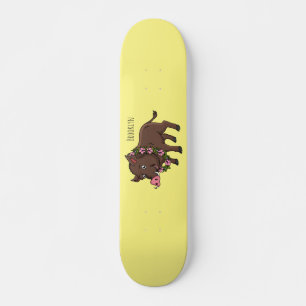 Niedlicher Cartoon Wildschweine und Blume Skateboard