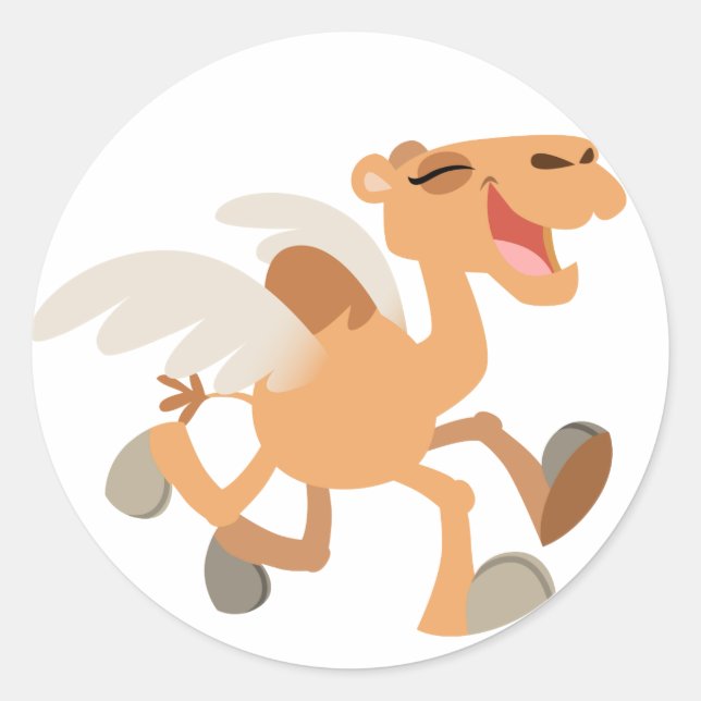 Niedlicher Cartoon Winged-Camel-Aufkleber Runder Aufkleber (Vorderseite)