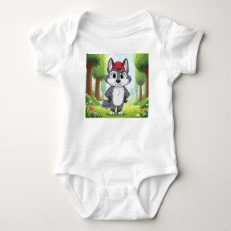 "Niedlicher Cartoon Wolf Baby Bodysuit - Wald Strampler