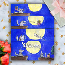 Niedlicher Cartoon Wolf Comic Danke, Postkarte