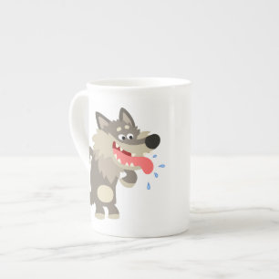 Niedlicher Cartoon Wolf Knochen China Tasse