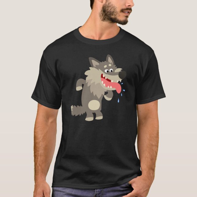 Niedlicher Cartoon Wolf T - Shirt (Vorderseite)