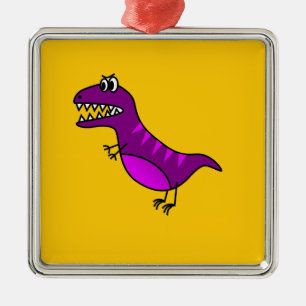Niedlicher Cartoon wütend lila Dinosaurier Ornament Aus Metall