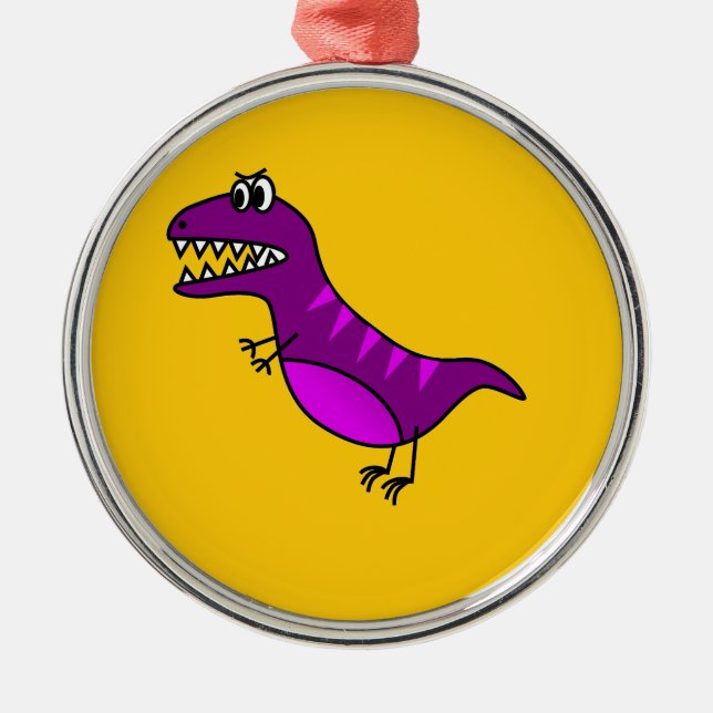Niedlicher Cartoon wütend lila Dinosaurier Ornament Aus Metall (Vorne)