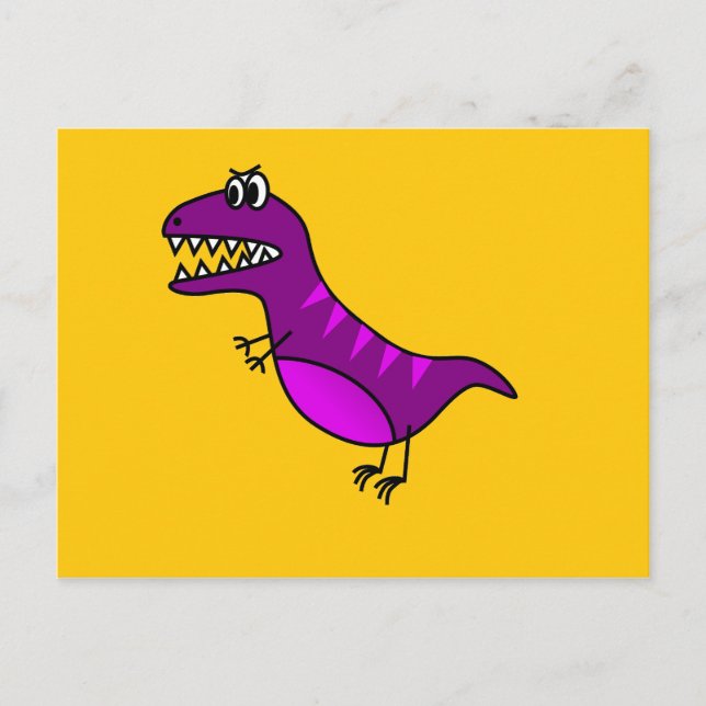Niedlicher Cartoon wütend lila Dinosaurier Postkarte (Vorderseite)