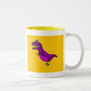 Niedlicher Cartoon wütend lila Dinosaurier Zweifarbige Tasse