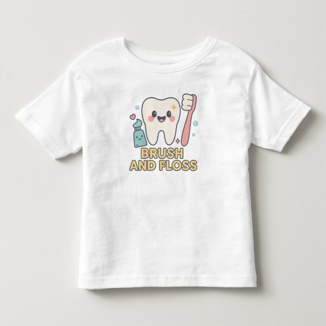 Niedlicher Cartoon - Zahnarzthygiene Kleinkind T-shirt (Vorderseite)