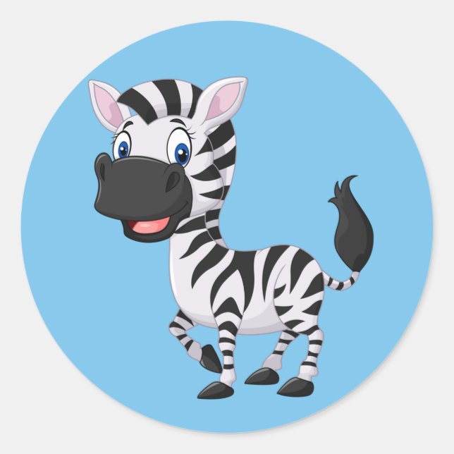 Niedlicher Cartoon Zebra Hintergrund Runder Aufkleber (Vorderseite)