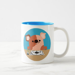 Niedlicher Cartoon Zeichnend Schweinefleisch Zweifarbige Tasse