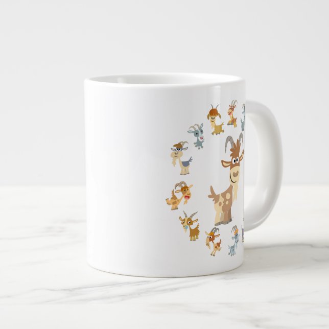 Niedlicher Cartoon Ziege Mandala Jumbo Tasse (Vorderseite Rechts)