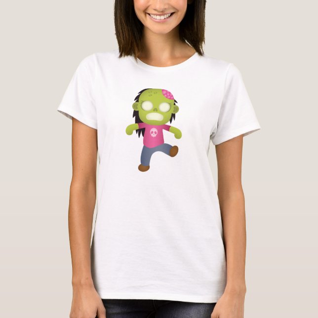 Niedlicher Cartoon Zombie Girl T-Shirt (Vorderseite)