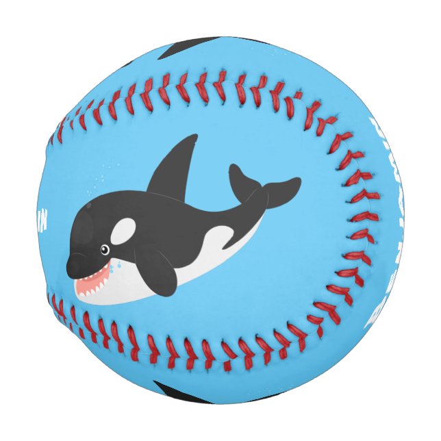 Niedlicher Cartoon zur Illustration von Wal Baseball (Vorne Rechts)