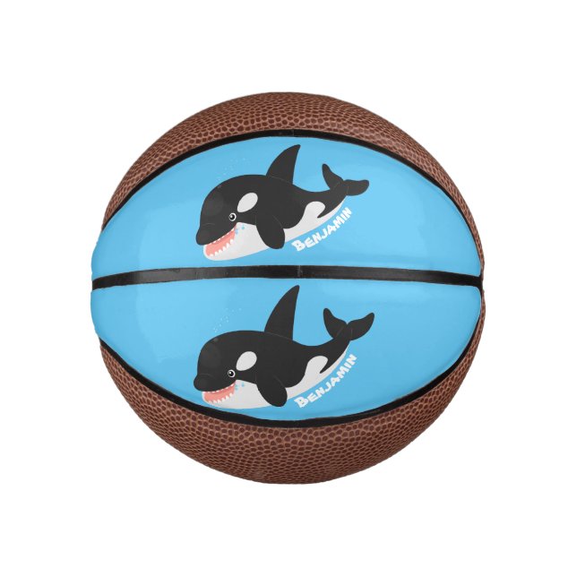 Niedlicher Cartoon zur Illustration von Wal Mini Basketball (Vorderseite)