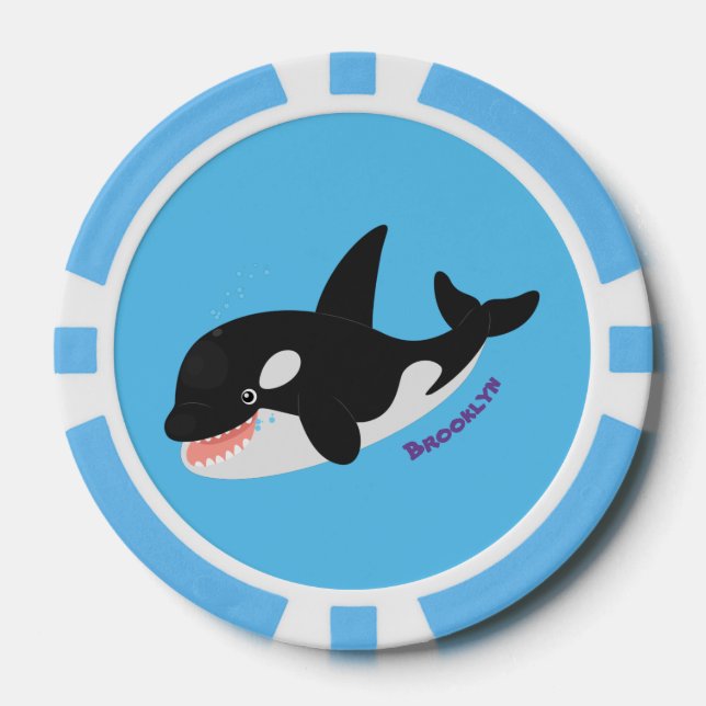Niedlicher Cartoon zur Illustration von Wal Pokerchips (Vorderseite)