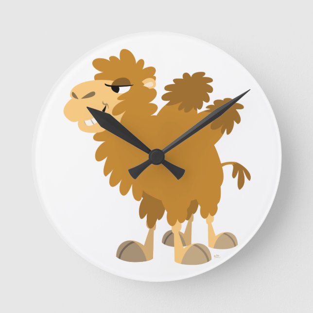 Niedlicher Cartoon Zwei-gedämpft Kamelwand-Uhr Runde Wanduhr (Vorderseite)