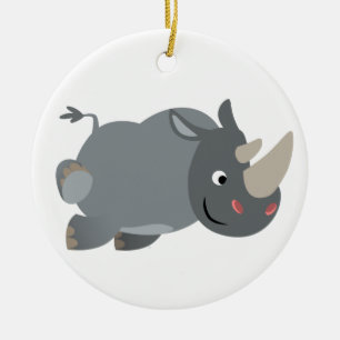 Niedlicher Cartoonaufladenrhino-Verzierung Keramikornament