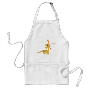 Niedlicher Cartoongähnender Thylacine, der Schür Schürze