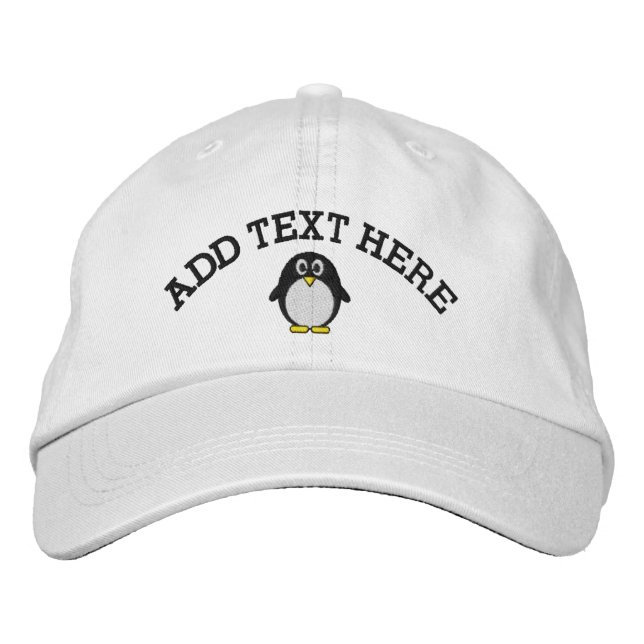 Niedlicher CartoonPenguin mit individuellem Namen Bestickte Baseballkappe (Vorderseite)