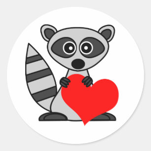 Niedlicher CartoonRaccoon, der Herz hält Runder Aufkleber