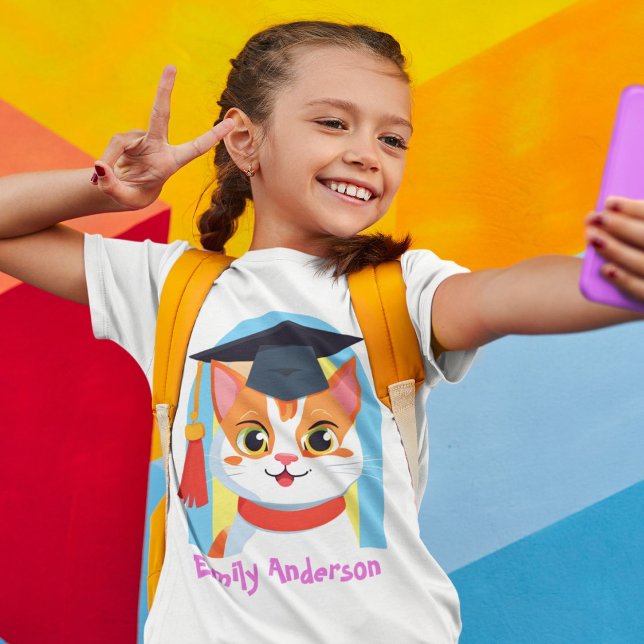 Niedlicher Cat Abschluss Geschenke für Kindergarte T-Shirt (Cute Cat Graduation Gifts for Kindergarteners)