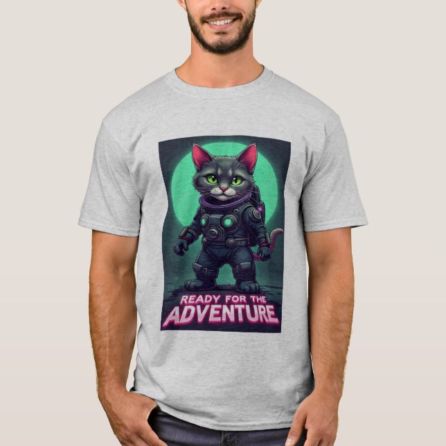 Niedlicher Cat Astronaut T - Shirt - Abenteuer ber (Vorderseite)