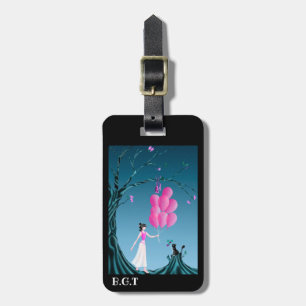 Niedlicher Cat & Ballerina am Mitternachtsbaum Gepäckanhänger