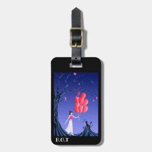 Niedlicher Cat & Ballerina am Mitternachtsbaum Gepäckanhänger